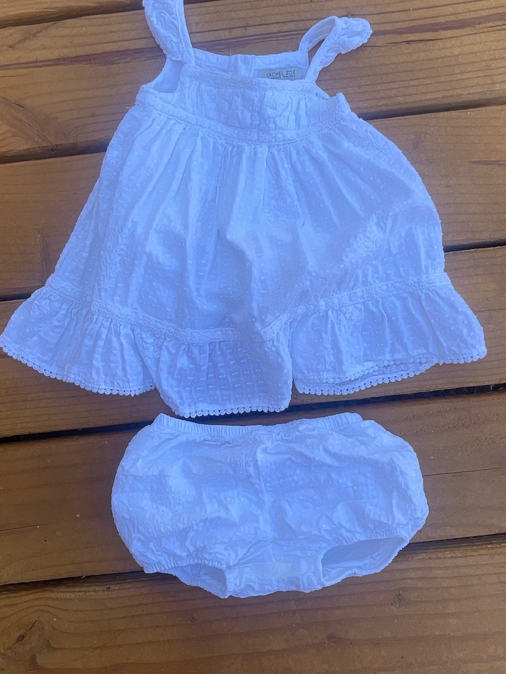 Rachel Zoe White Eyelet Cotton Tank Dress with Bloomers